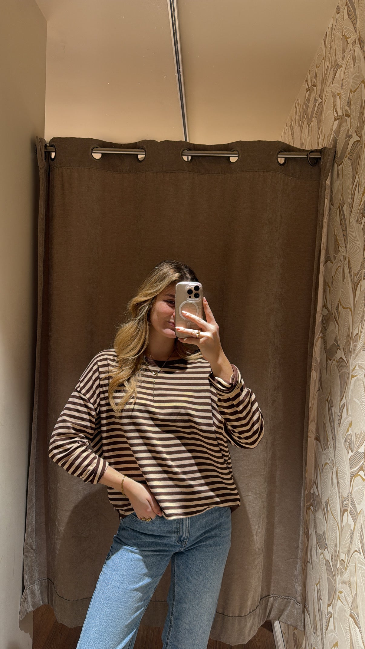 STRIPED COTTON TEE CHOCOLATE