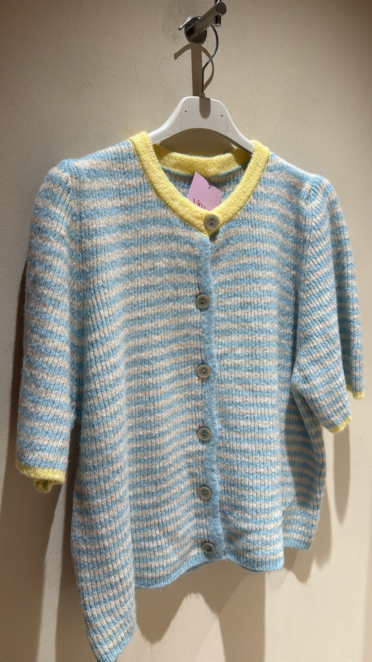 Summercardigan halbarm hellblau & gelb