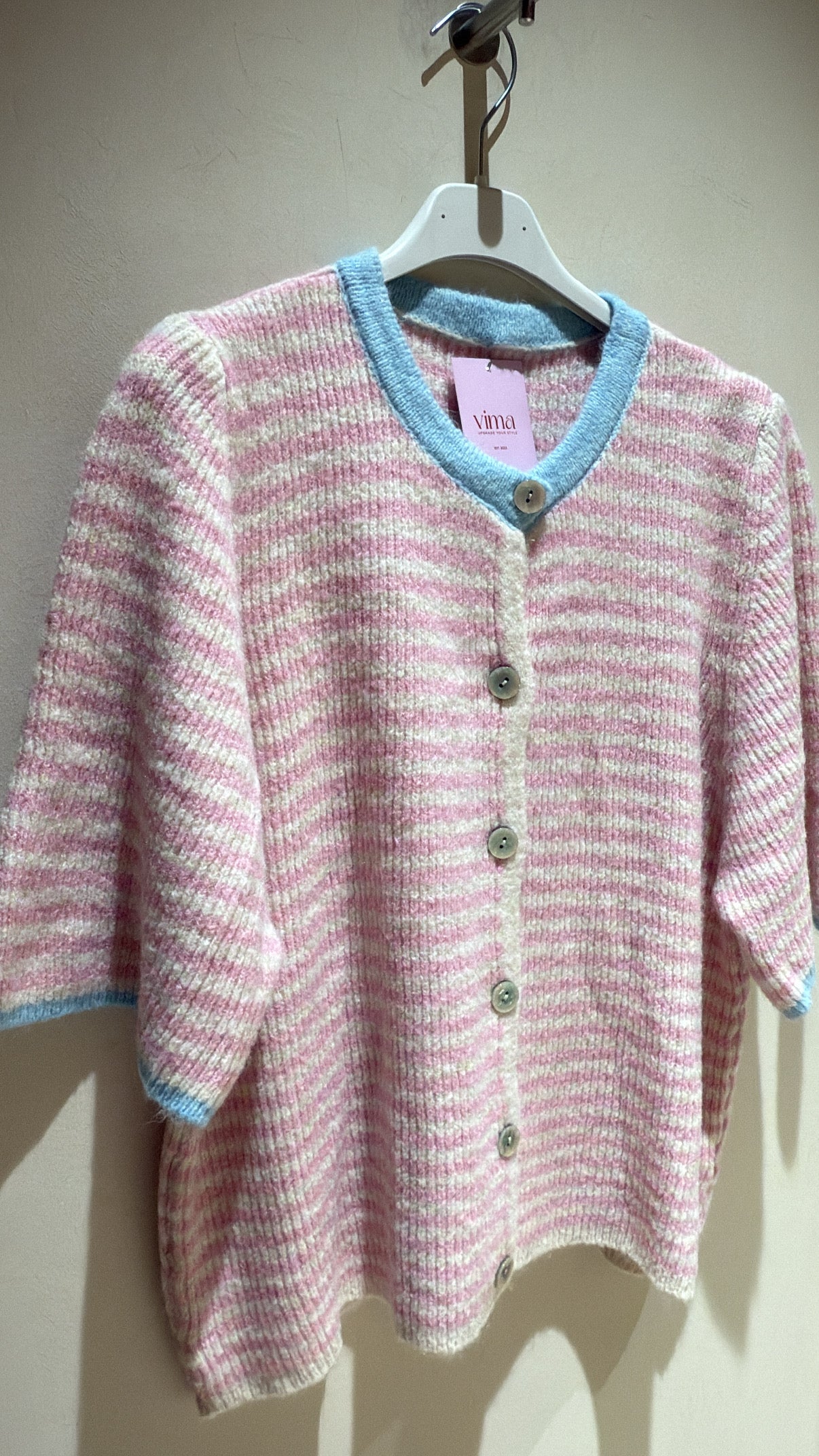 Summercardigan halbarm rosa weiß