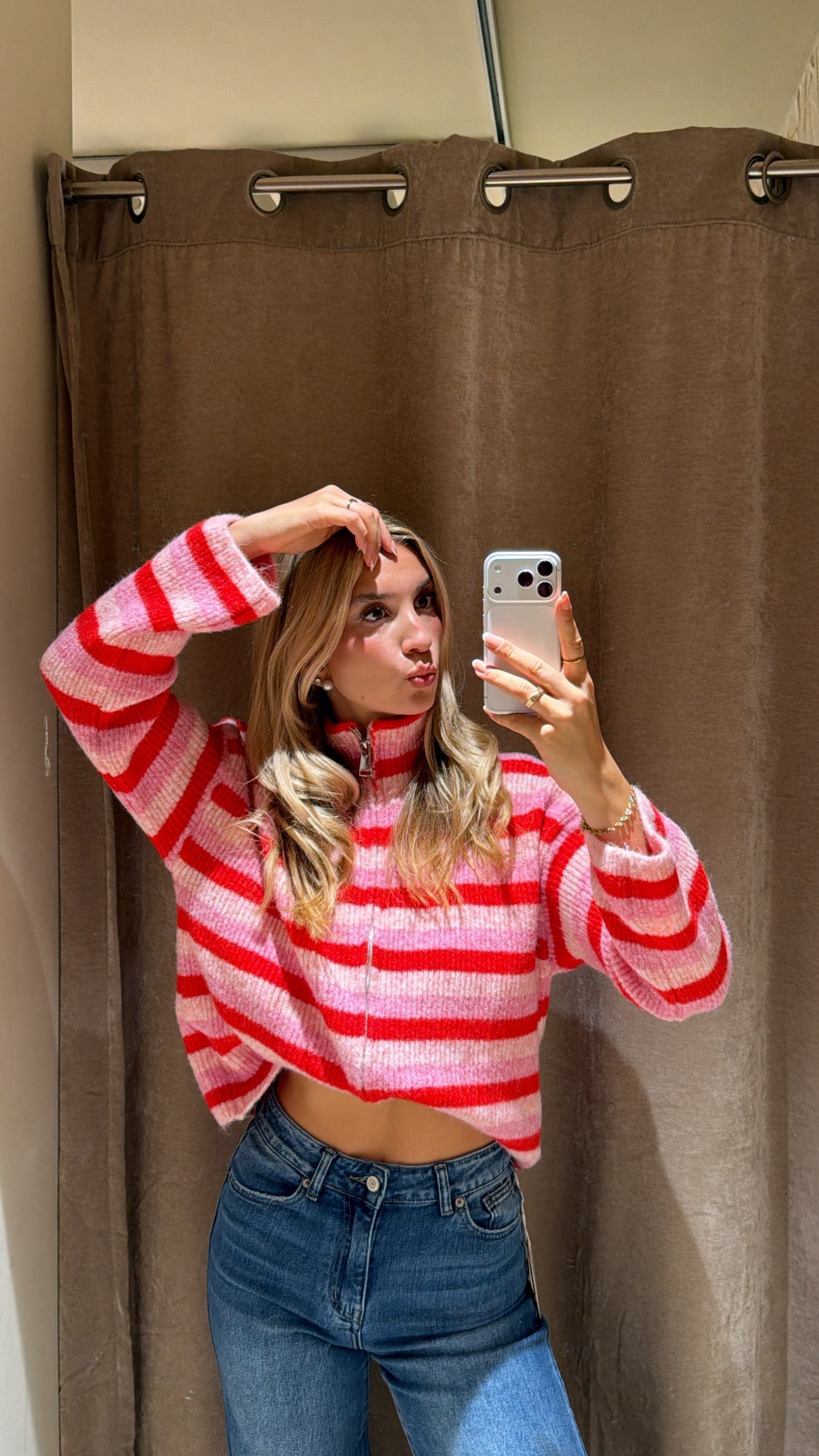 ZIP CARDIGAN CHERRY PINK