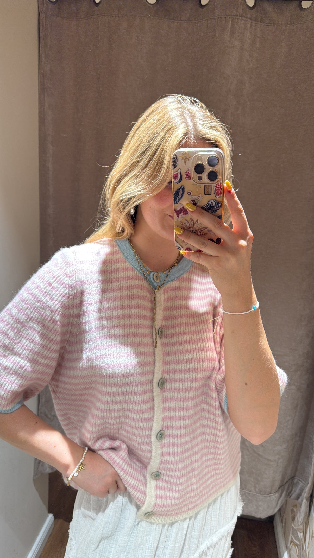 Summercardigan halbarm rosa weiß