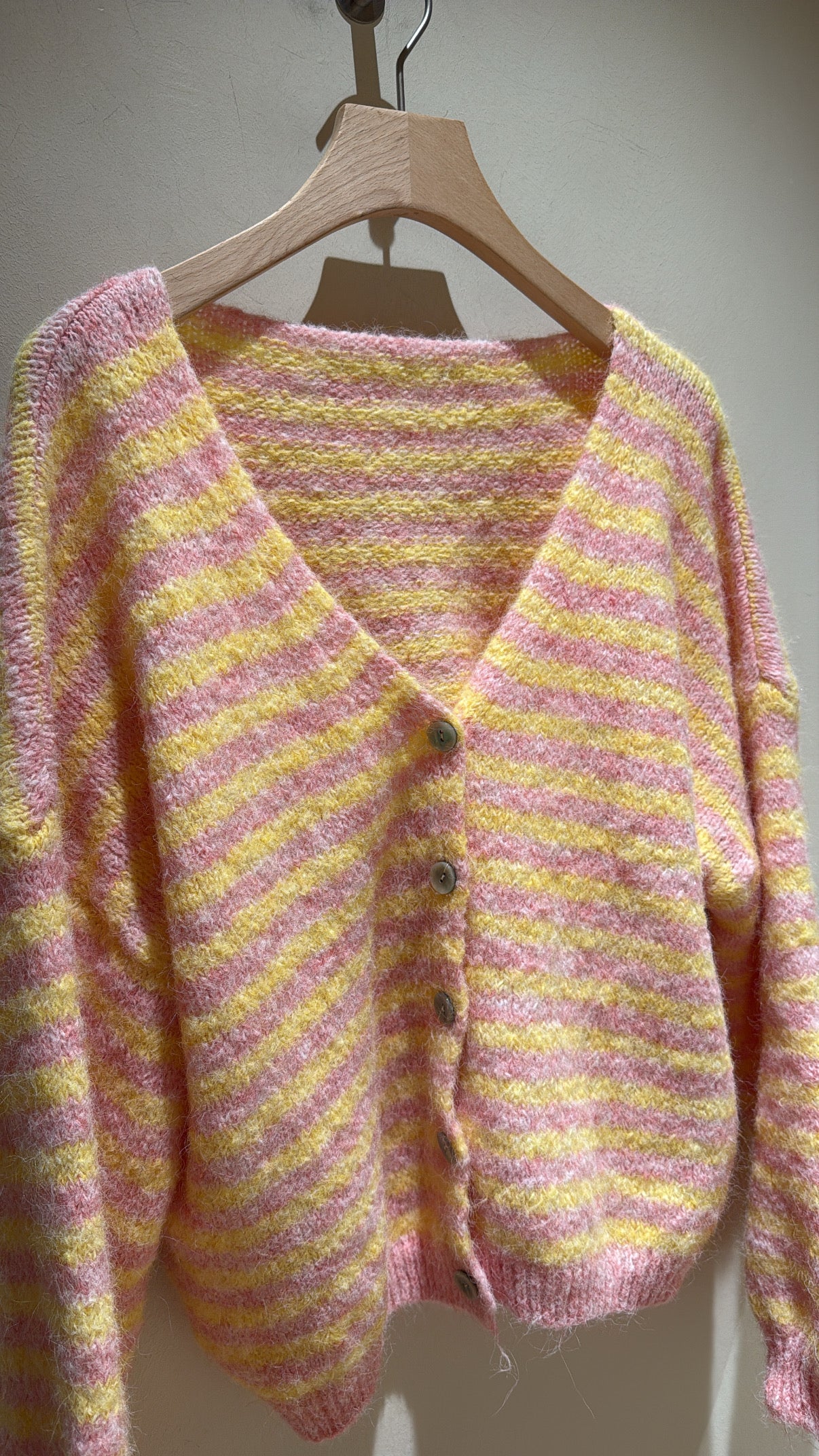 Streifen Cardigan gelb rosa