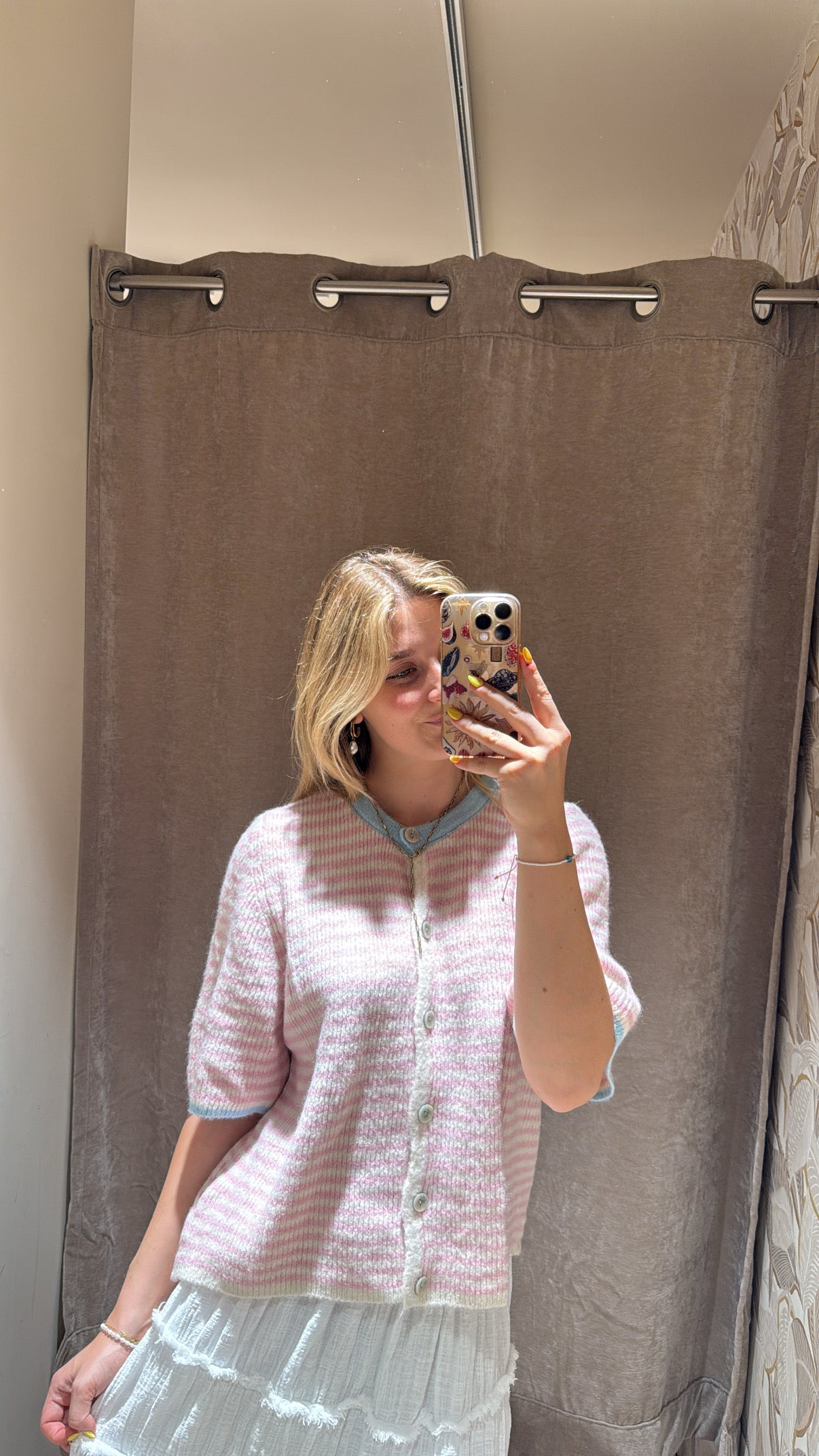 Summercardigan halbarm rosa weiß