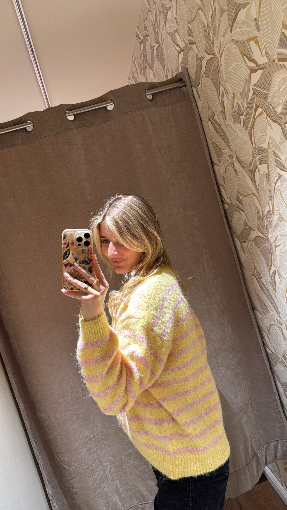 Striped Cardigan Smiley gelb