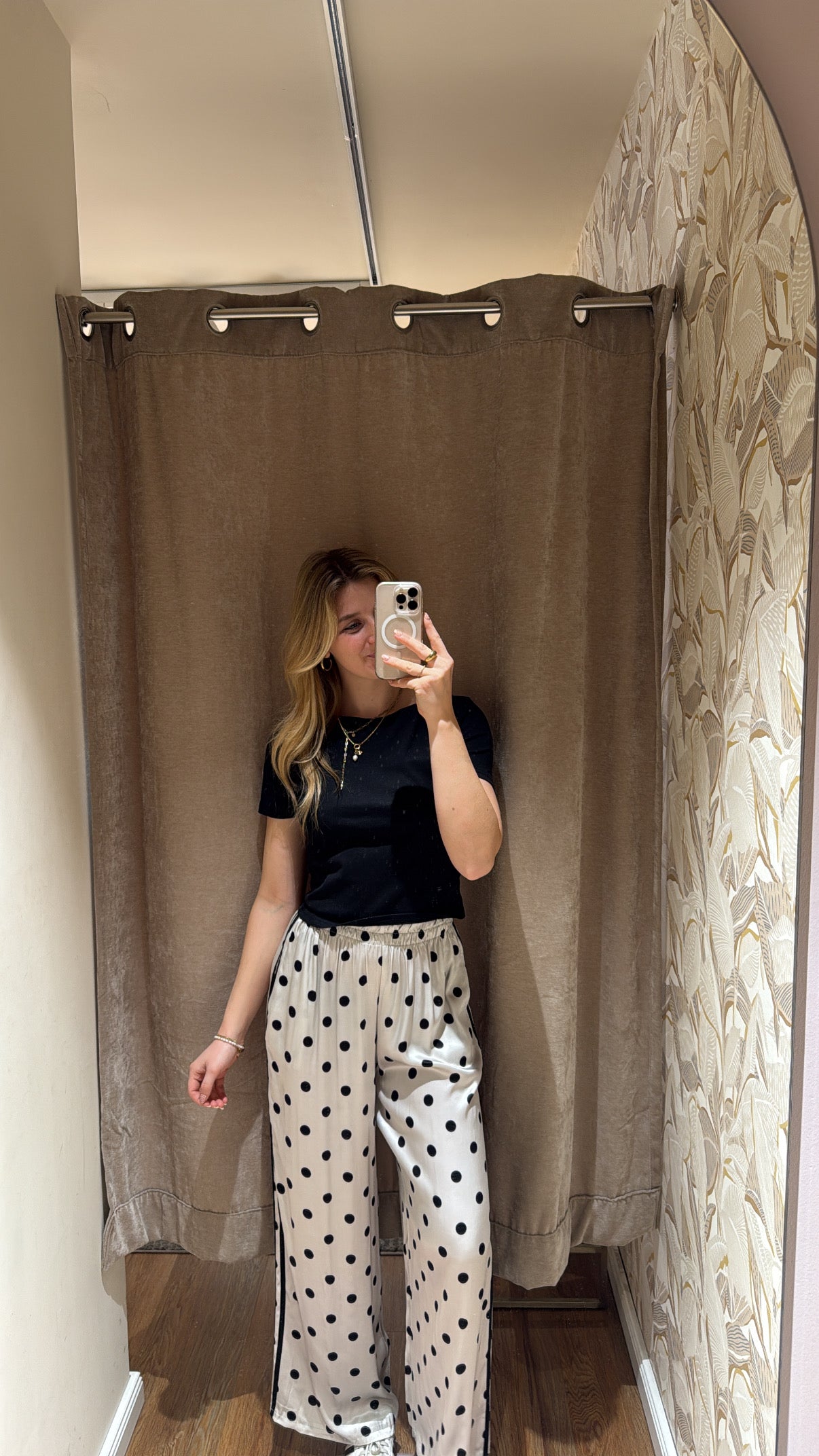 POLKA DOTS SATINHOSE GREIGE