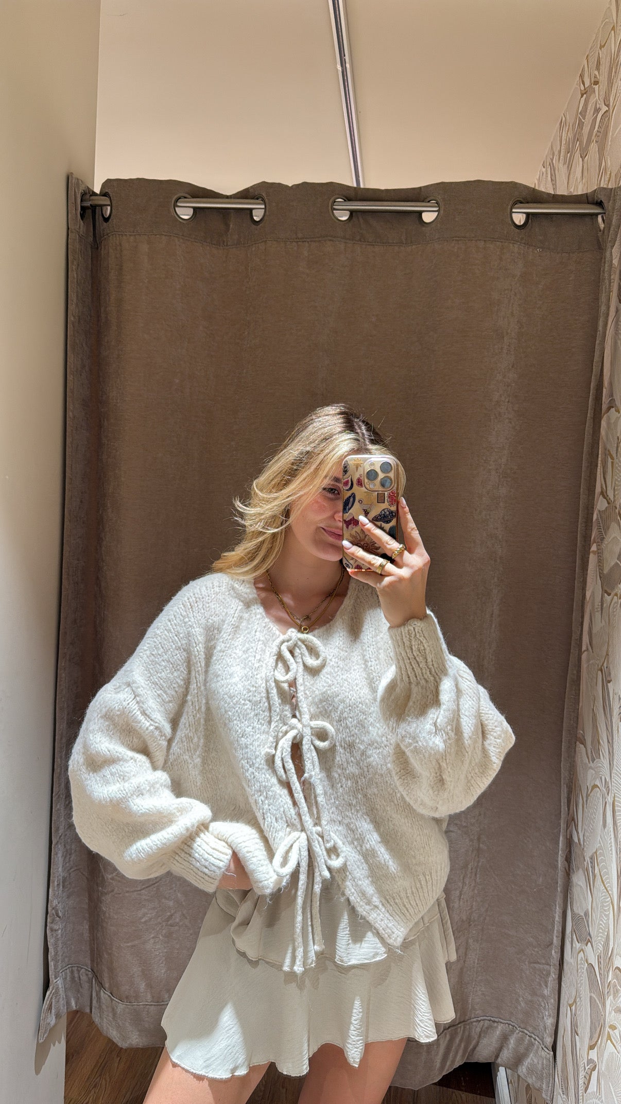 Schleifen Cardigan creme