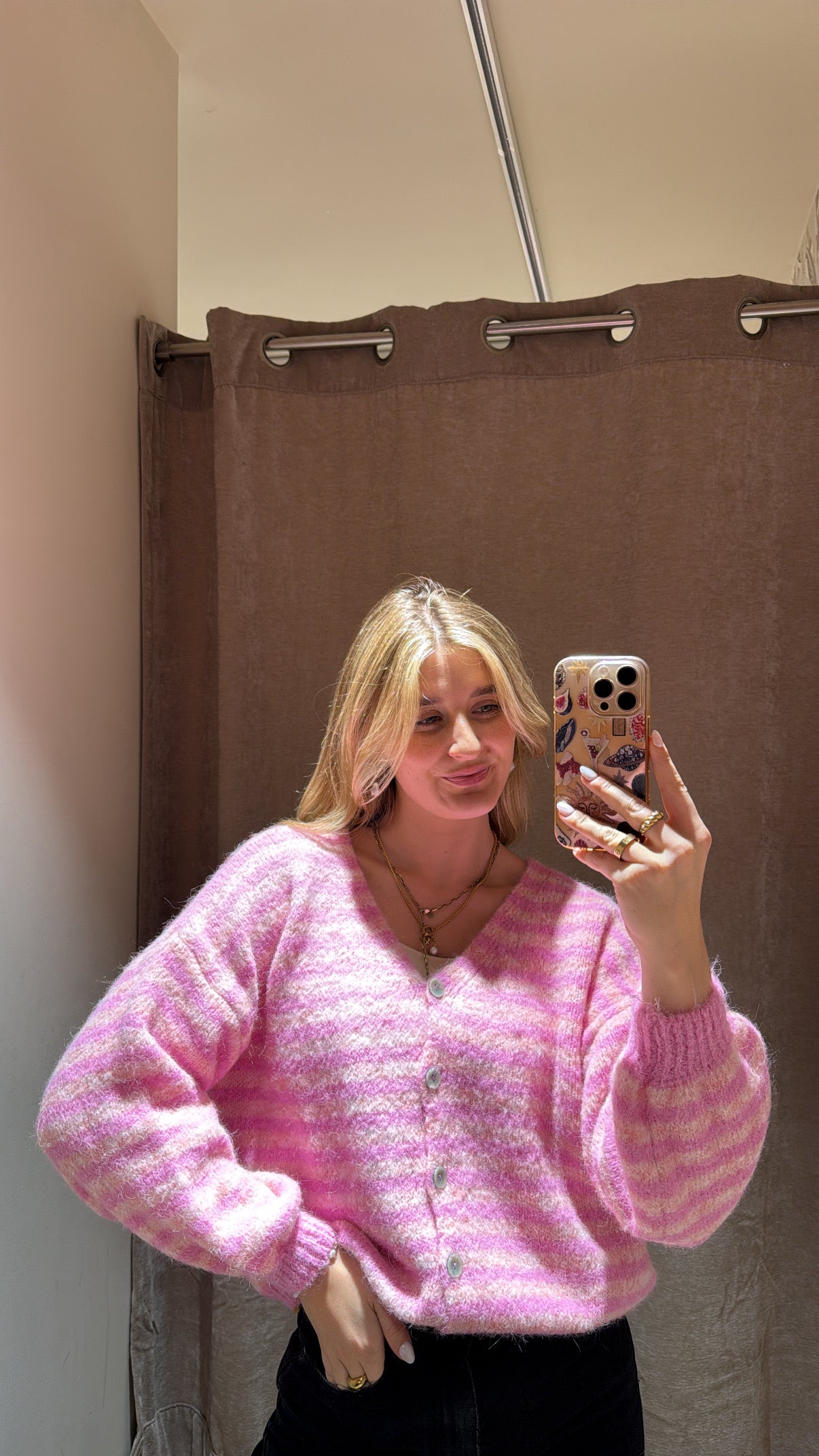 Streifen Cardigan rosa pink