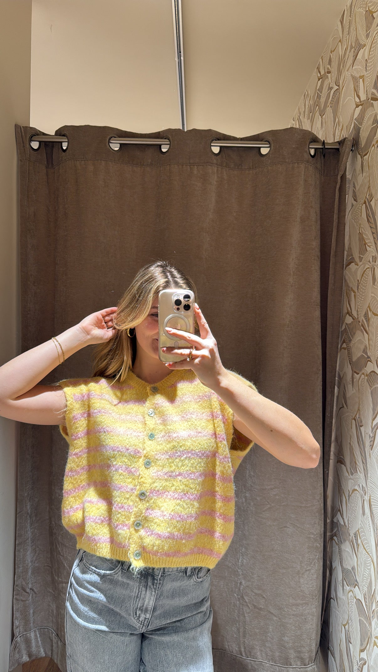 STRIPED WESTE GELB ROSA