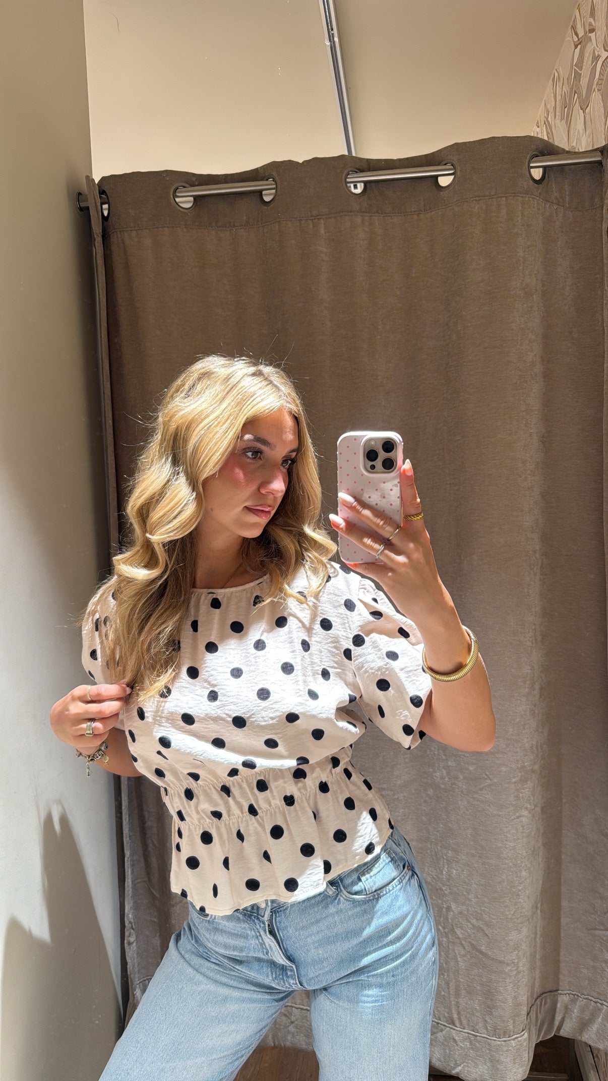 POLKA DOTS BLUSE CREME