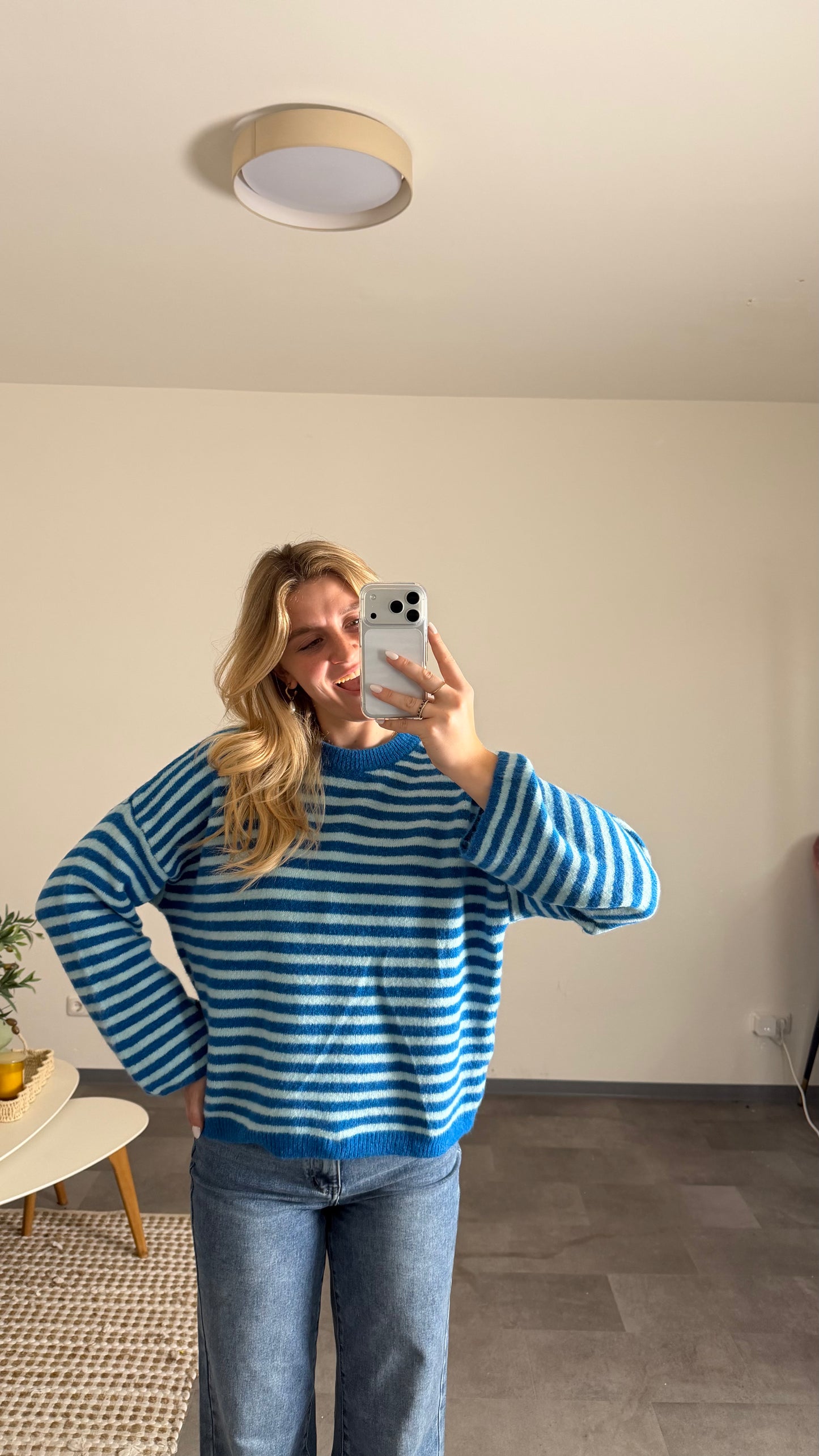 STRIPE KNIT PULLOVER COBALD BLUE