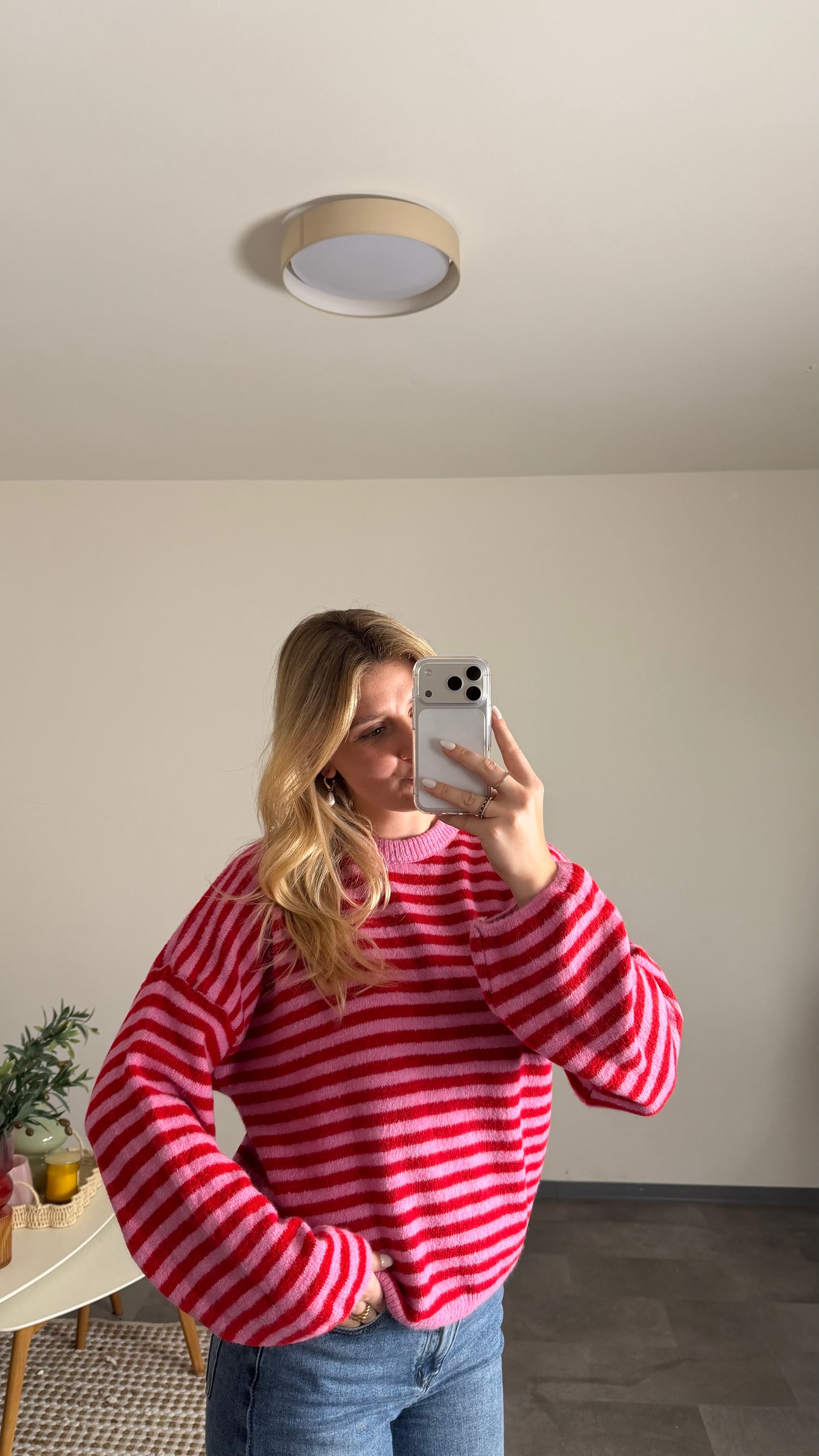 STRIPE KNIT PULLOVER BERRY