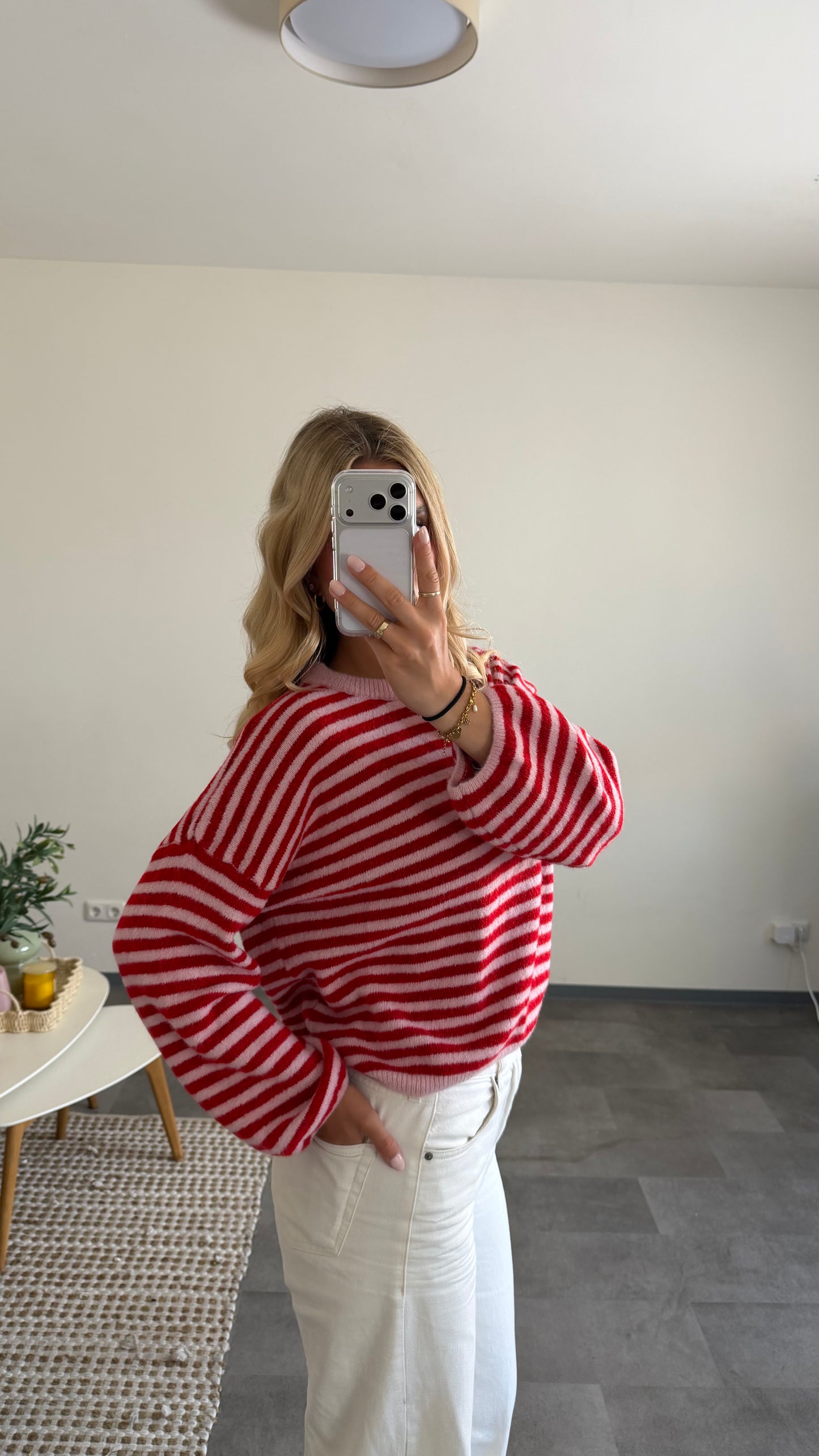STRIPE KNIT PULLOVER LIGHT BERRY