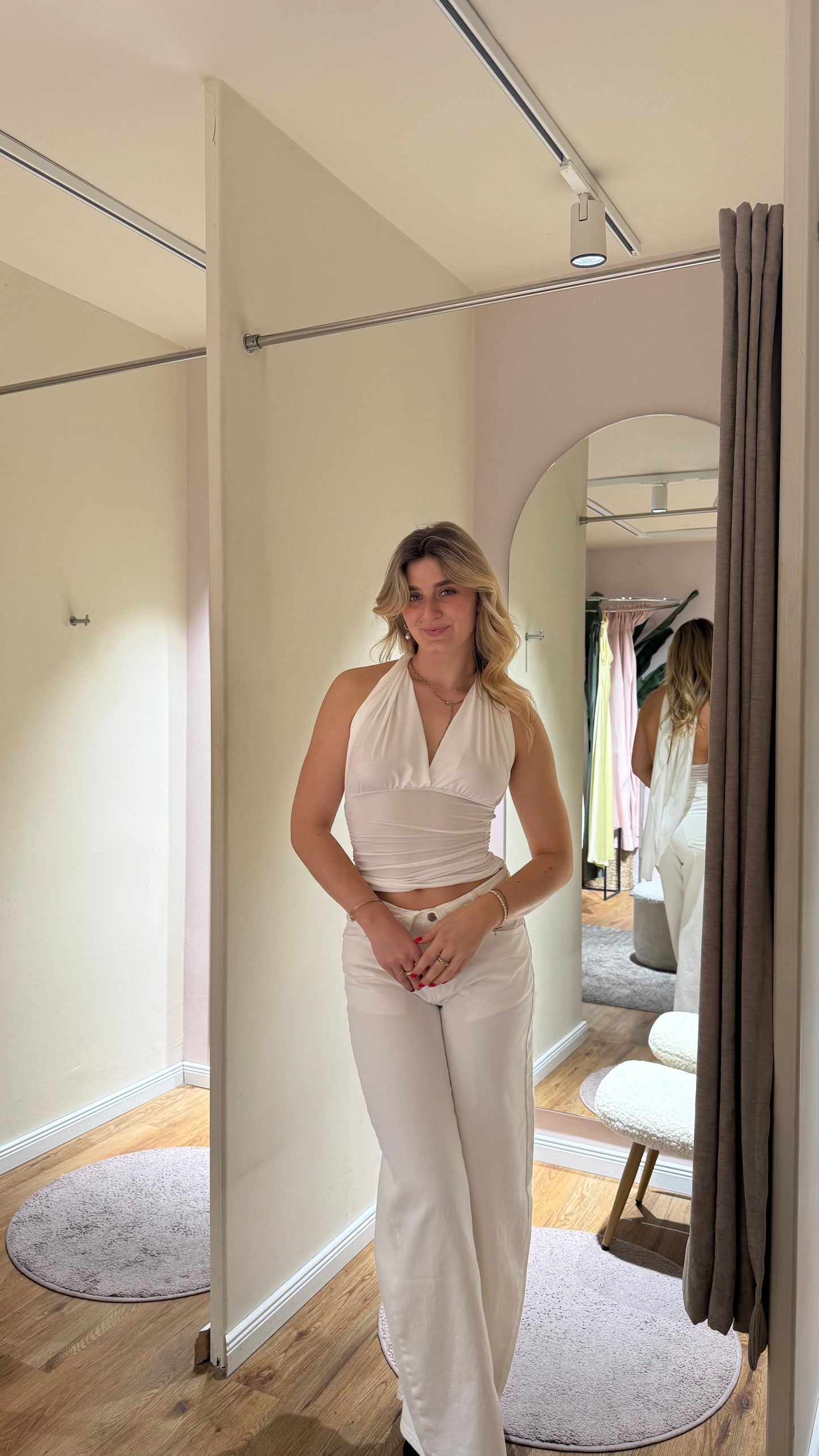 NECKHOLDER WRAP TOP WEISS