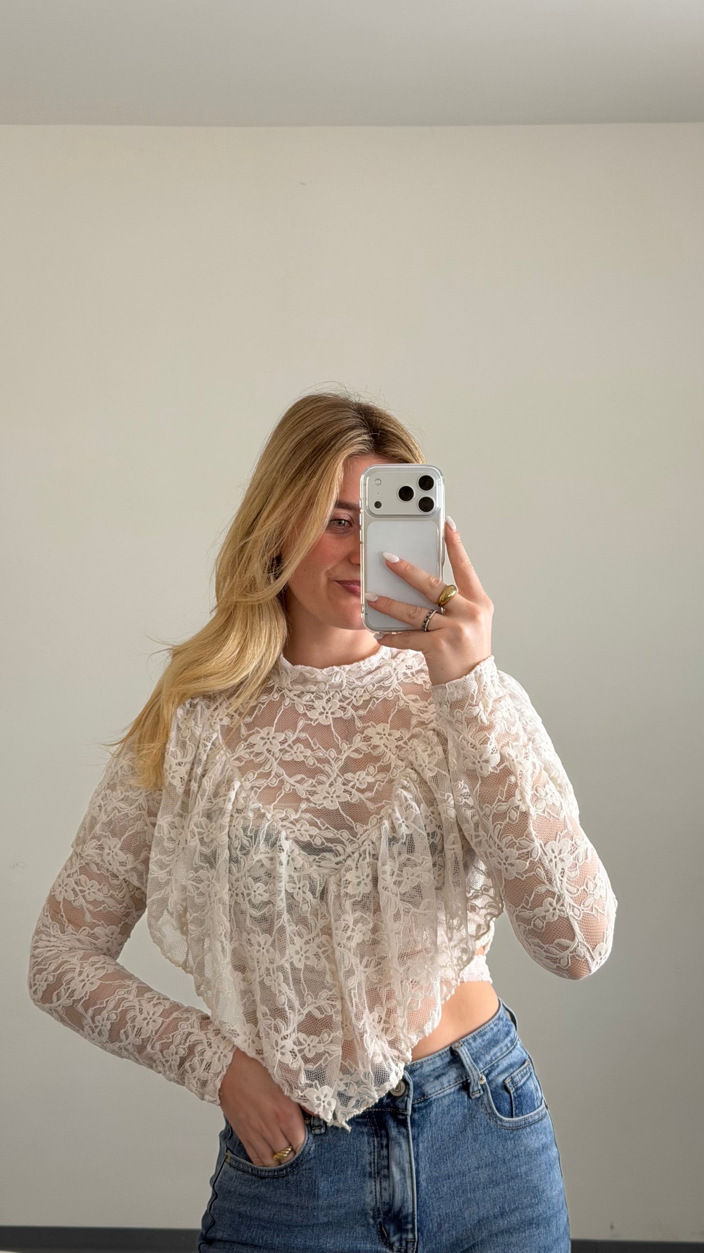 LACE LAYER BLOUSE CREAM