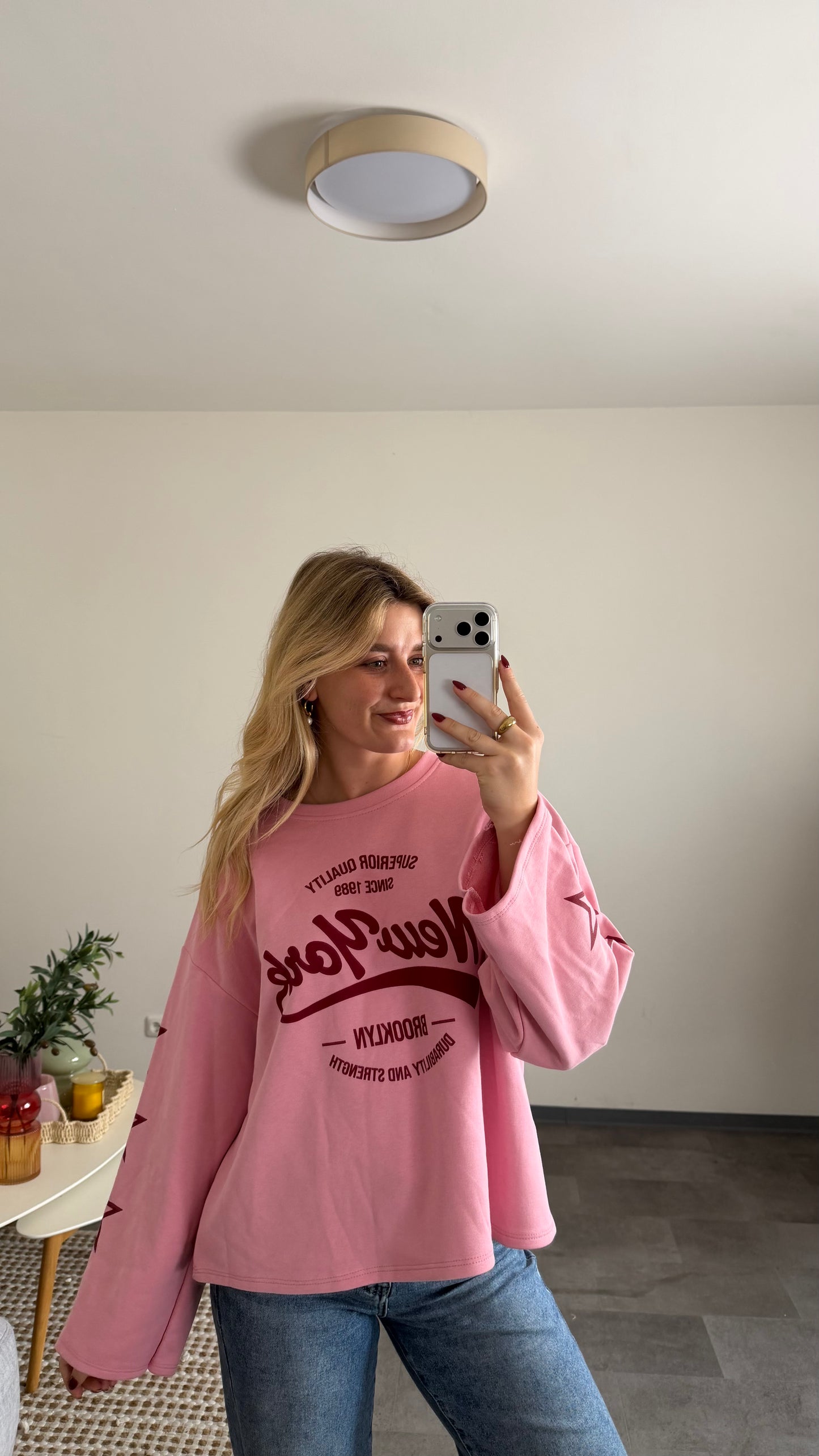 STAR SLEEVE SWEATER PINK