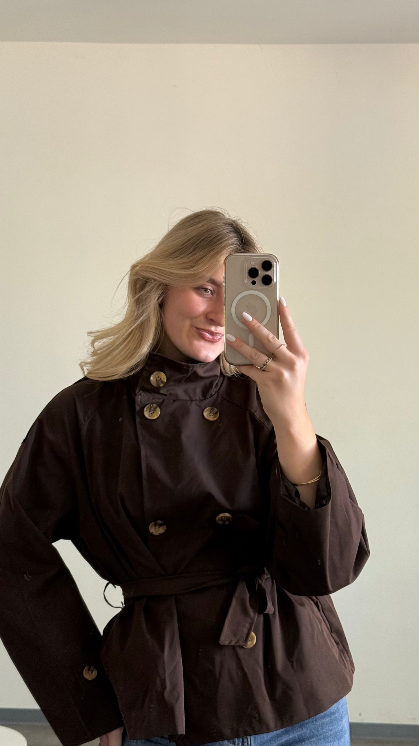 CROP TRENCHCOAT CHOCLATE