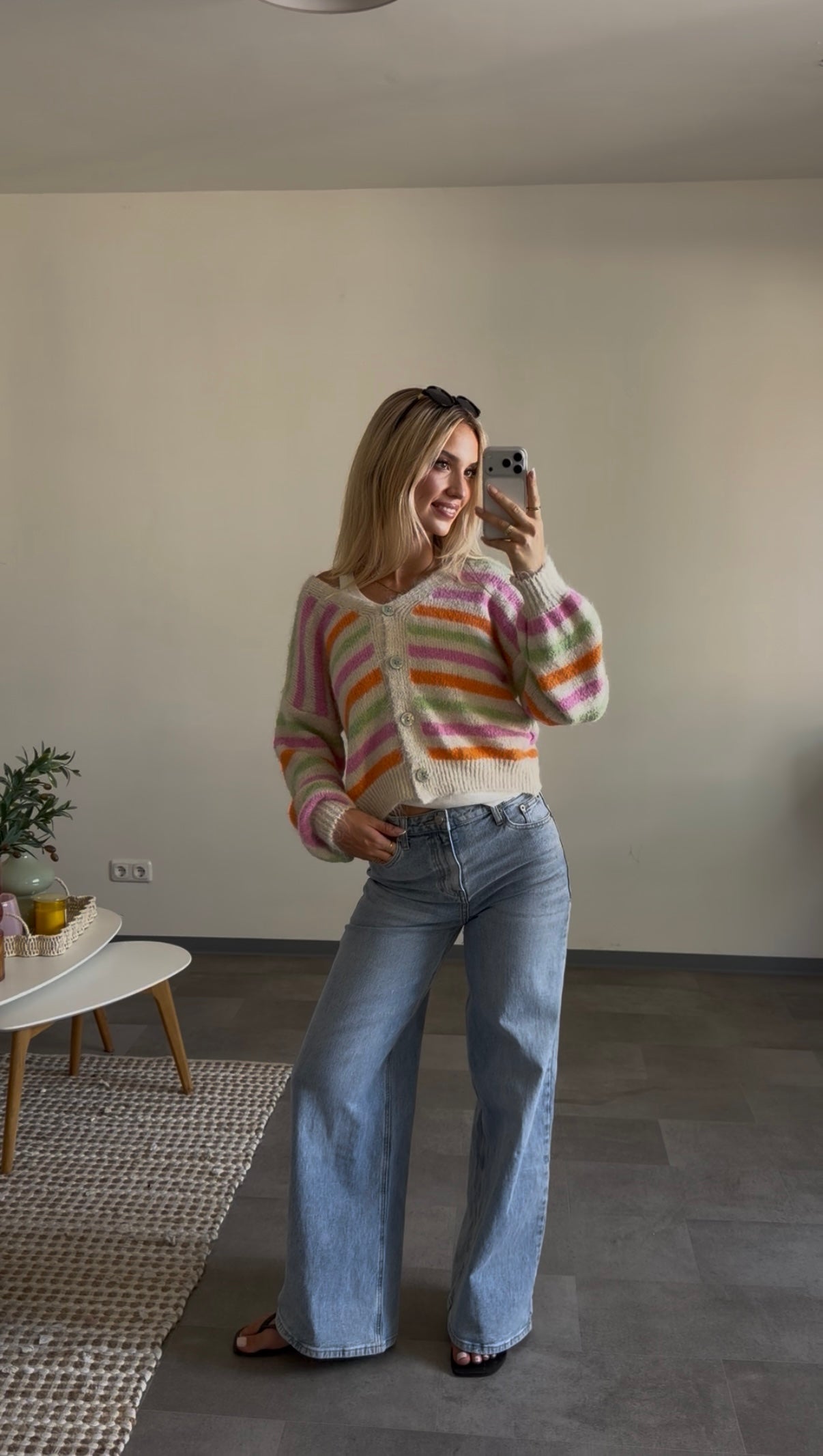 STRIPE BUTTON CARDIGAN SPRING BLOOM