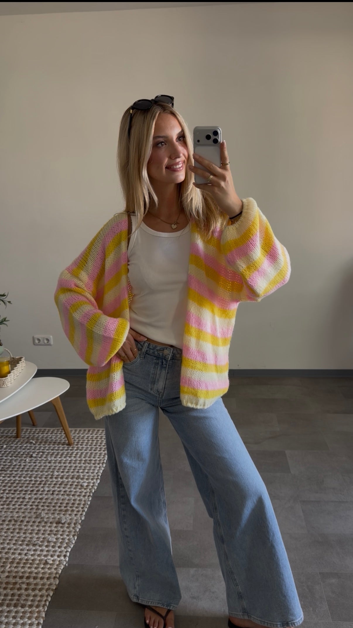SOFT STRIPED CARDIGAN LEMONADE