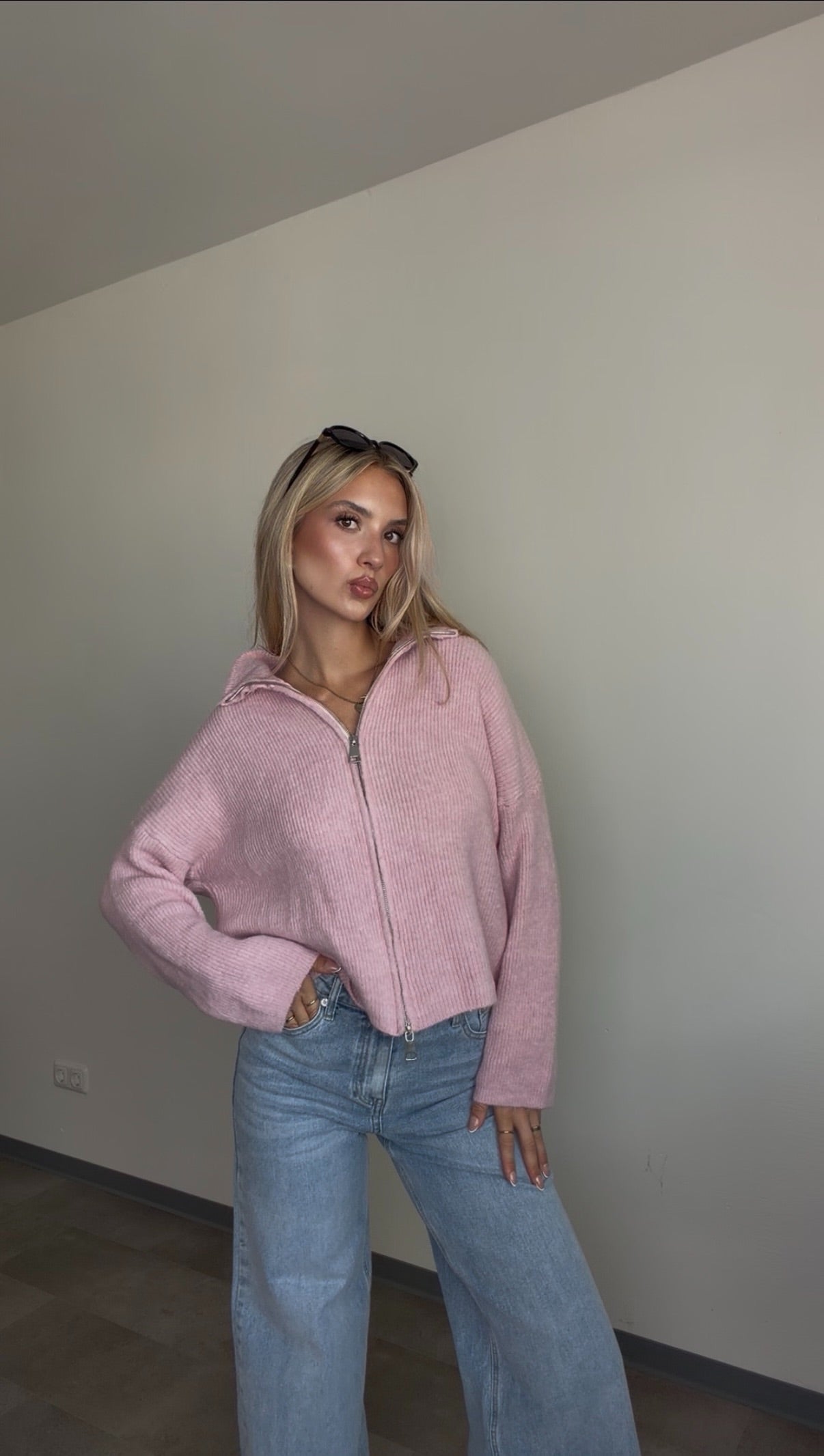 ZIP CARDIGAN BLUSH
