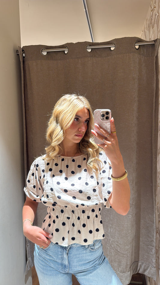 POLKA DOTS BLUSE CREME