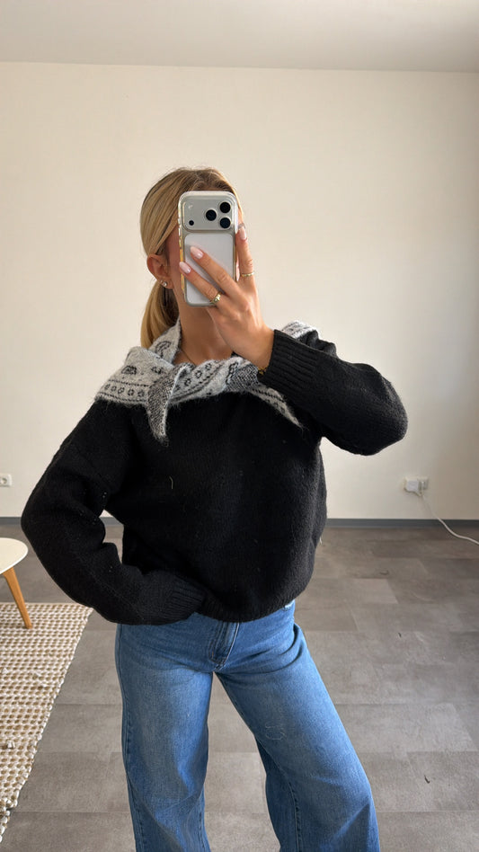 PAISLEY KNIT SCARF GREY