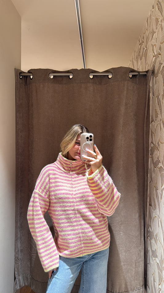 ZIP CARDIGAN GELB ROSA