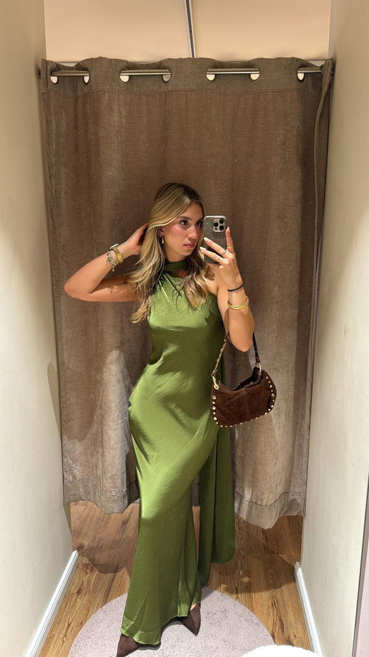ASYMMETRISCHES KLEID MIT SCHAL DETAIL KROKODIL