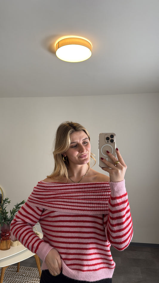 OFFSHOULDER KNIT STRIPED