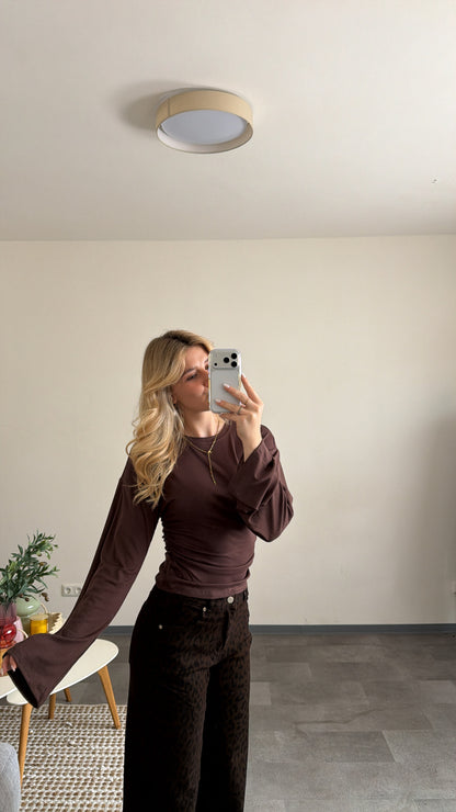 WAIST LONG TOP BROWN