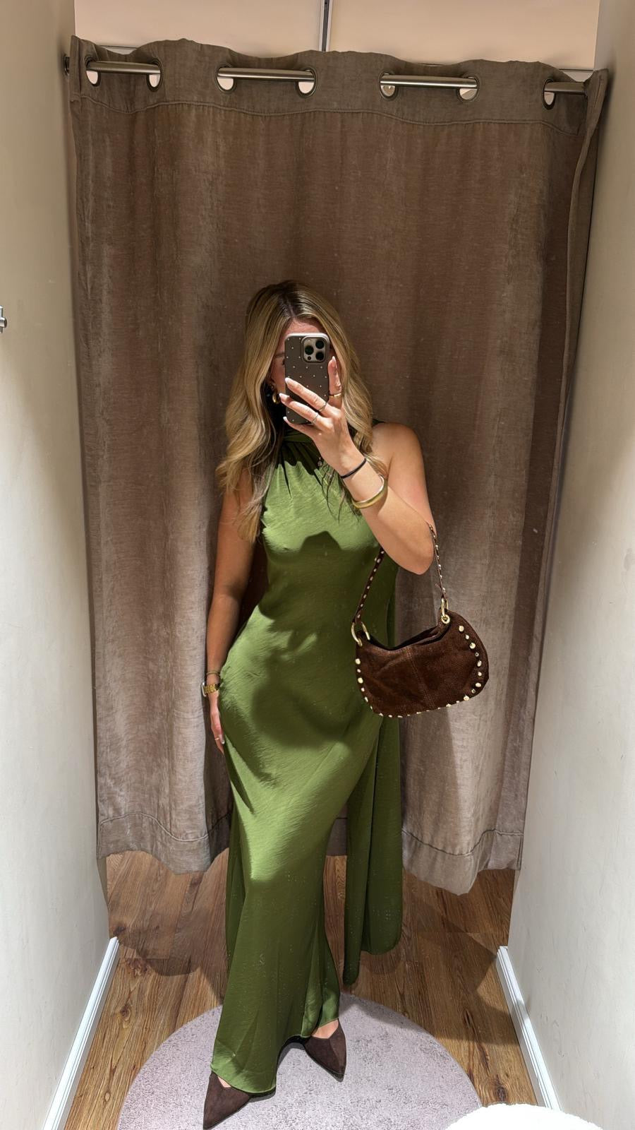 ASYMMETRISCHES KLEID MIT SCHAL DETAIL KROKODIL