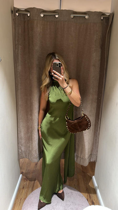ASYMMETRISCHES KLEID MIT SCHAL DETAIL KROKODIL