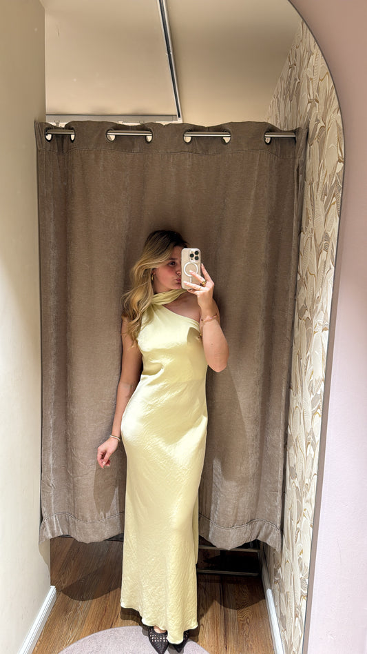 ASYMMETRISCHES KLEID MIT SCHAL DETAIL BUTTERYELLOW