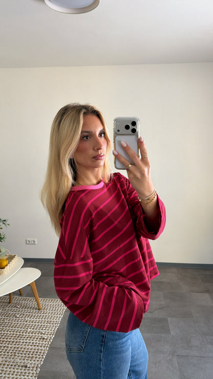 STRIPED LONGSLEEVE BERRY PINK