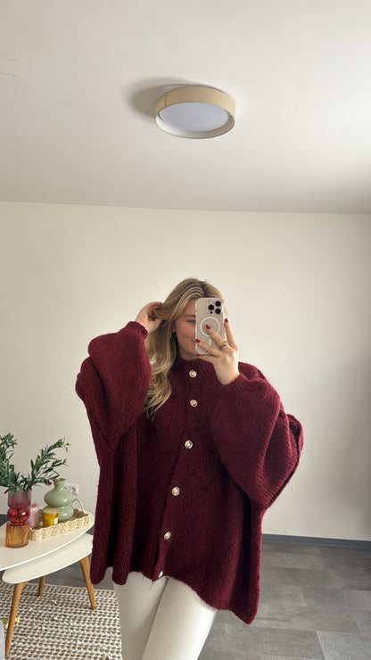 OVERSIZED CARDIGAN BORDEAUX