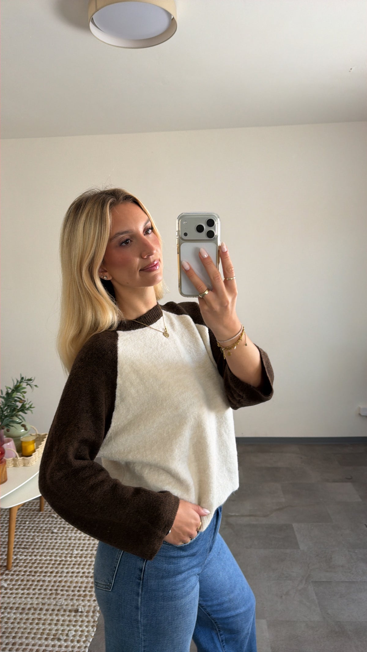 RAGLAN SLEEVE SWEATER CHOCLATE