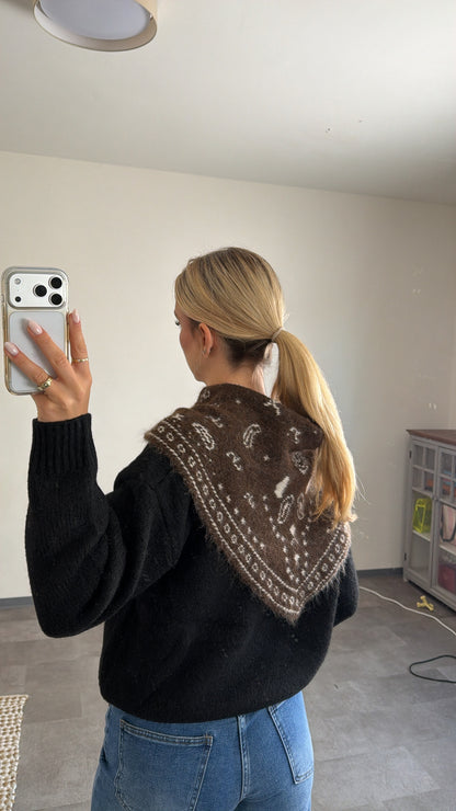 PAISLEY KNIT SCARF BROWN