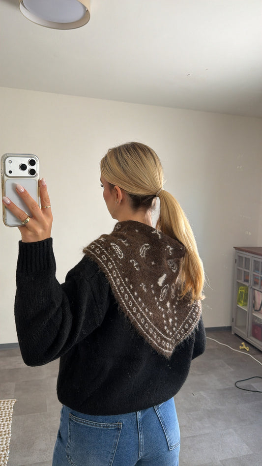PAISLEY KNIT SCARF BROWN