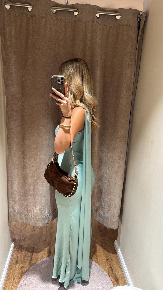 ASYMMETRISCHES KLEID MIT SCHAL DETAIL MINT