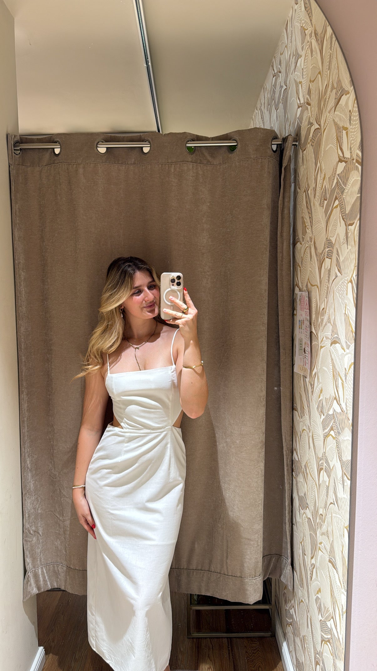 LINEN CUT OUT MAXI DRESS WHITE