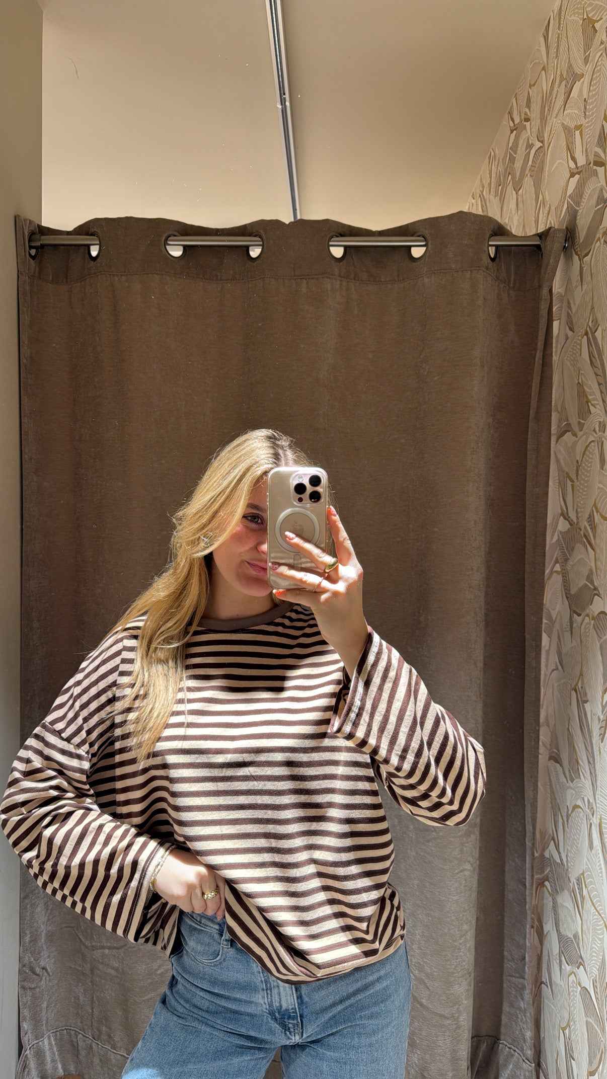 STRIPED COTTON TEE CHOCOLATE