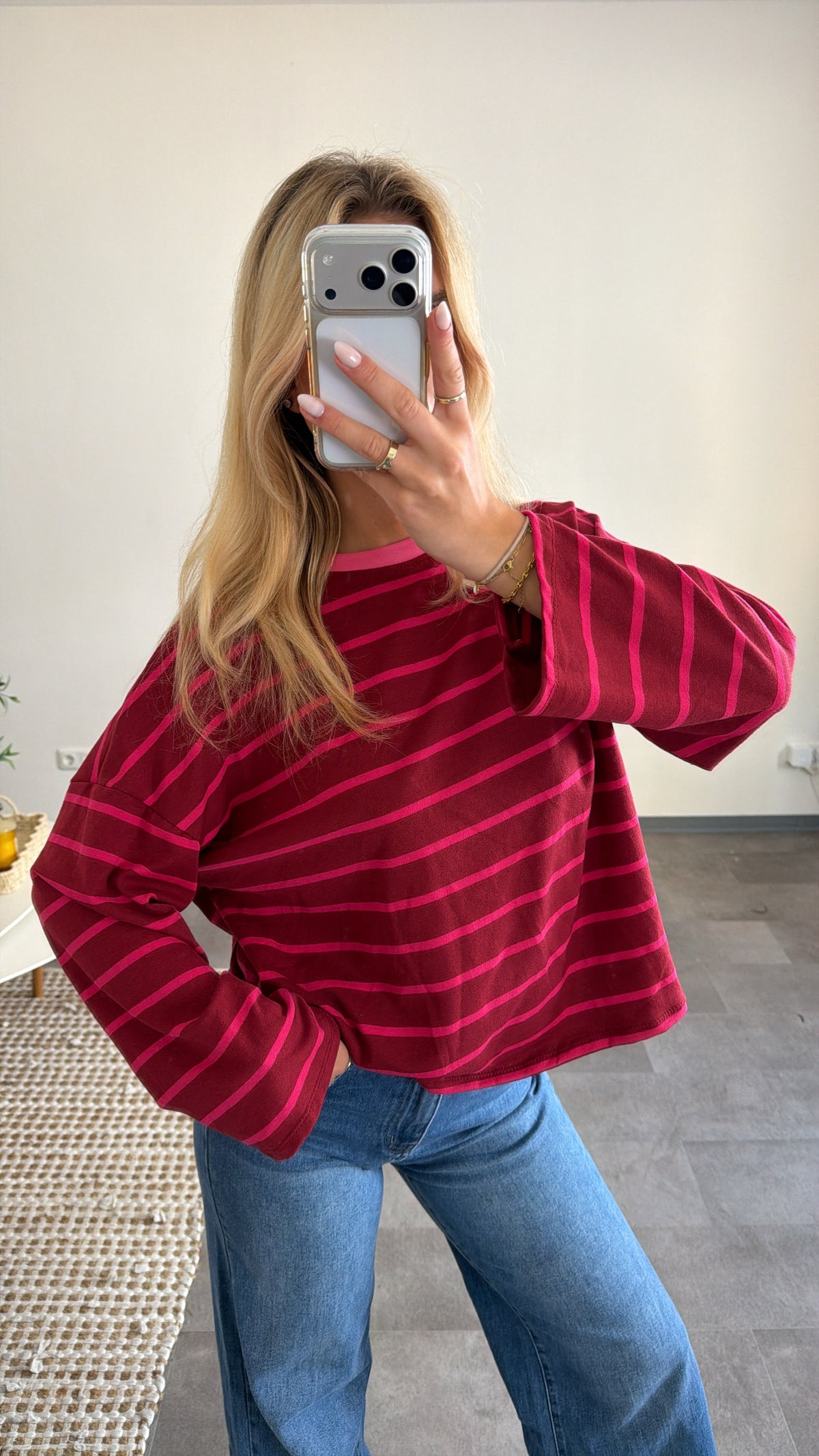 STRIPED LONGSLEEVE BERRY PINK