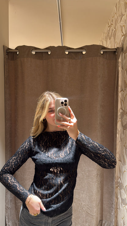 SPITZENLONSLEEVE SCHWARZ