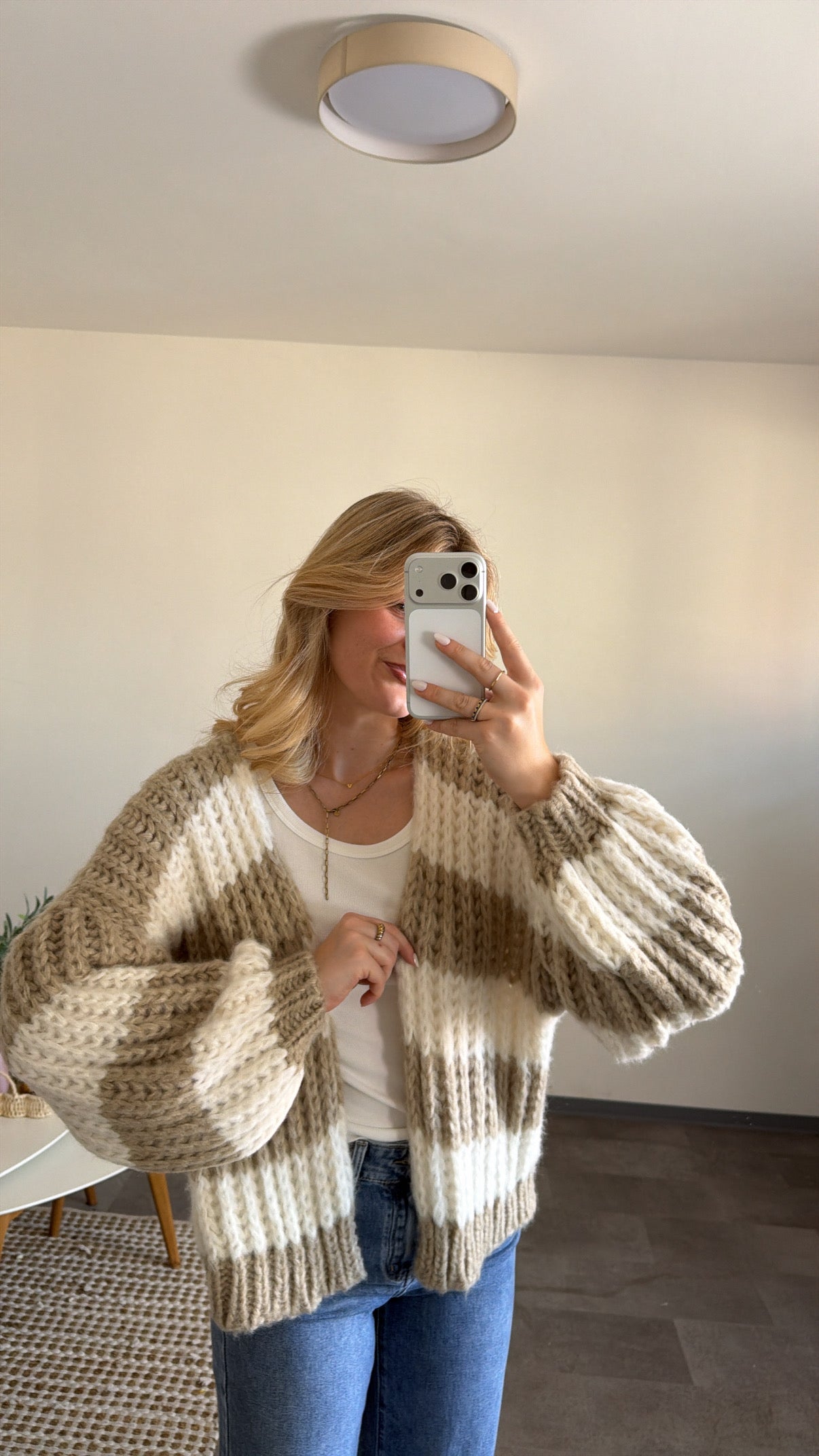 CHUNKY CARDIGAN BEIGE CREAM