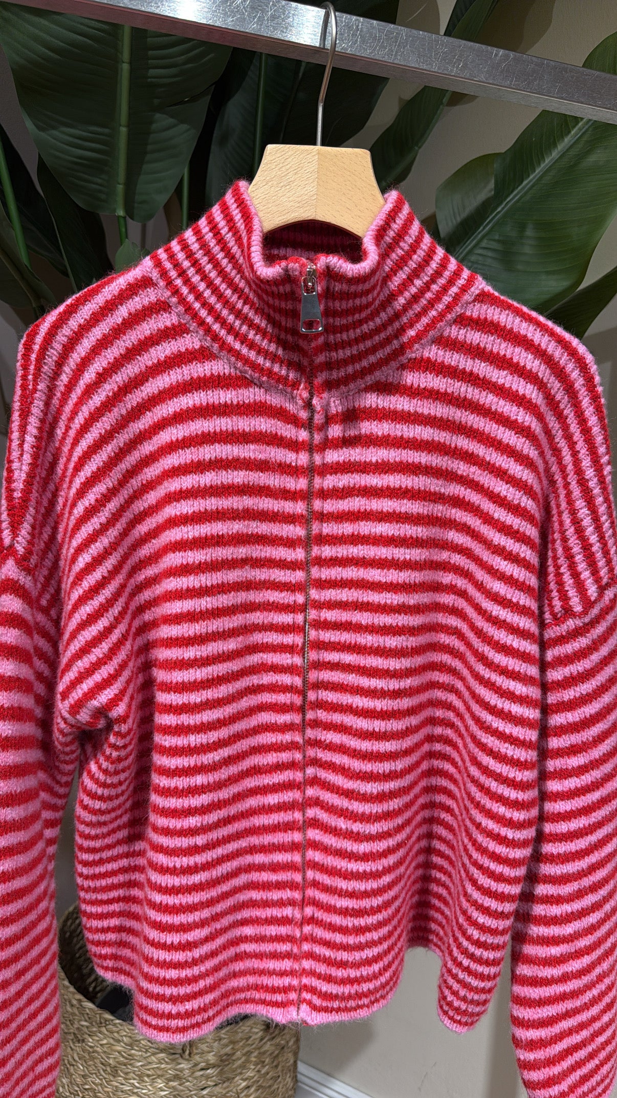 ZIP CARDIGAN ROSA ROT