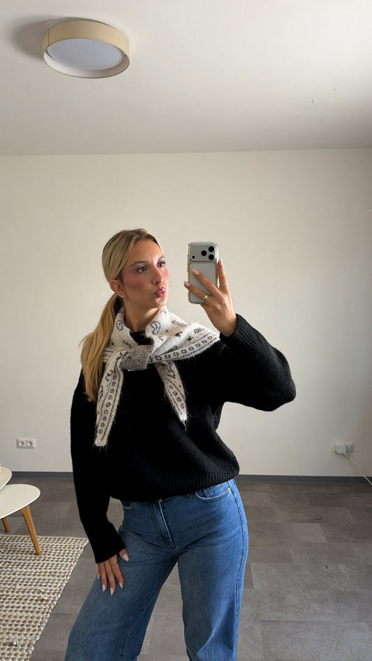 PAISLEY KNIT SCARF CREAM