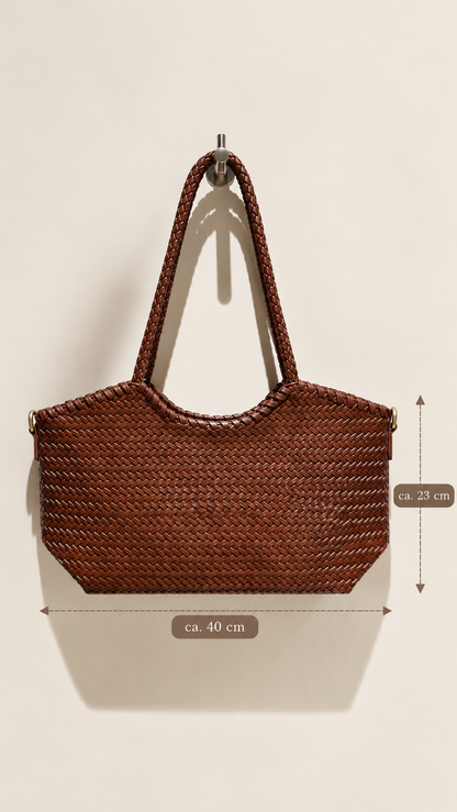 BRAIDED CURVE BAG BROWN