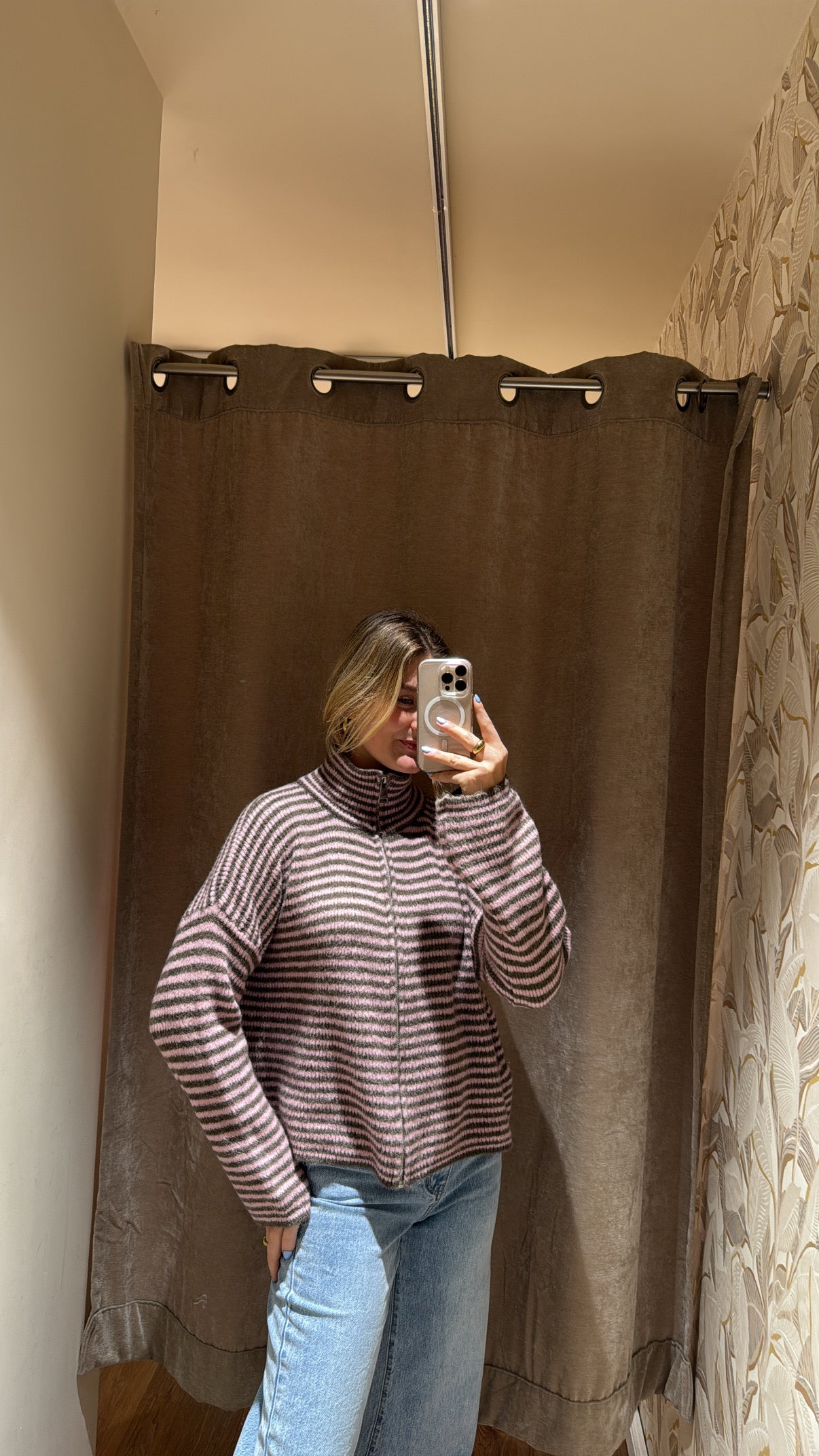 ZIP CARDIGAN GREIGE ROSA