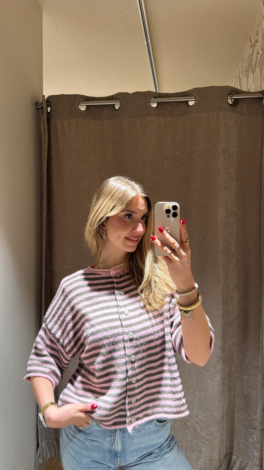 STRIPED WESTE GREIGE ROSA