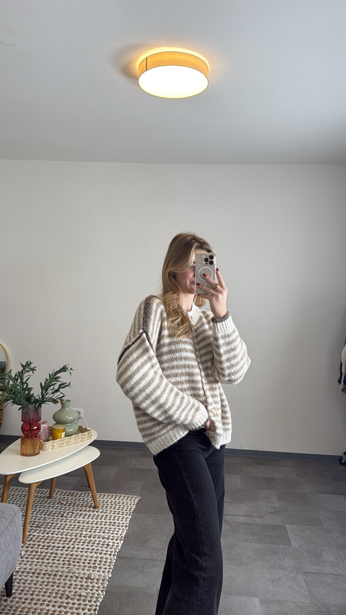 CHUNKY STRIPED CARDIGAN VANILLA