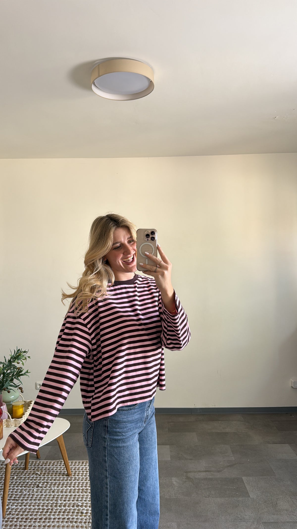STRIPED LONGSLEEVE BROWN PINK